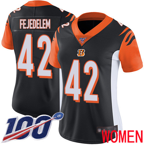 Cincinnati Bengals Limited Black Women Clayton Fejedelem Home Jersey NFL Footballl 42 100th Season Vapor Untouchable